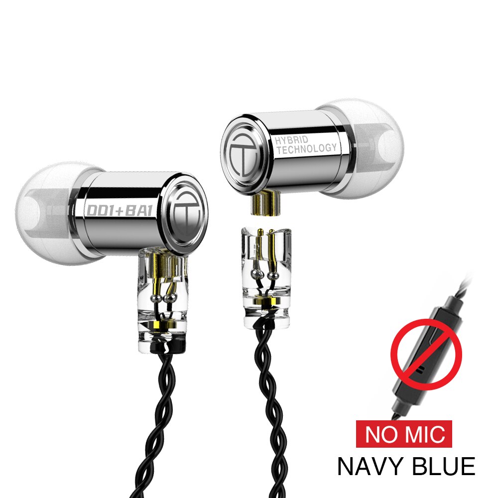 Nuevos auriculares hibridos TRN M10 1BA 1DD TRN, auriculares HIFI, auriculares para Monitor de oido, auriculares V90 VX V80: Silver no mic