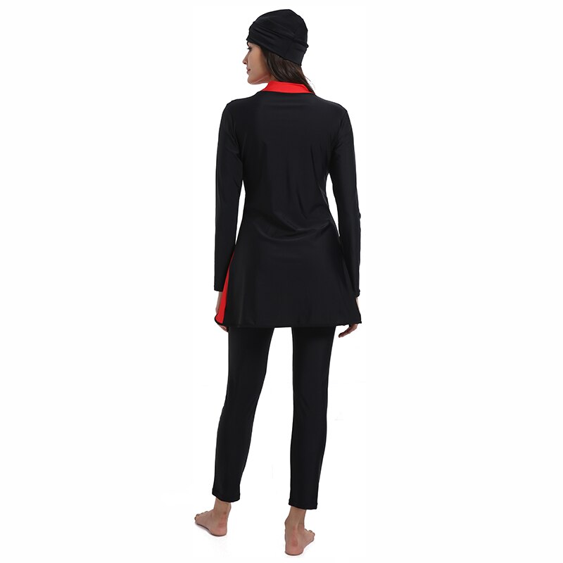 PEIFU costumi da bagno musulmani donna medio oriente islamico tradizionale Hijab copertura completa Burkinis costume da bagno rosso costume da bagno per signora 4XL