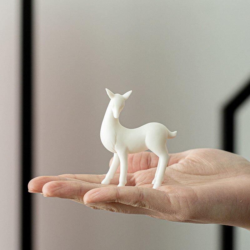 Mini pieni määrä keraaminen koriste eläin hirvi keraaminen valkoinen esine käsityö zen kukkaruukku puutarhanhoito tee lemmikkieläin mini teesetti
