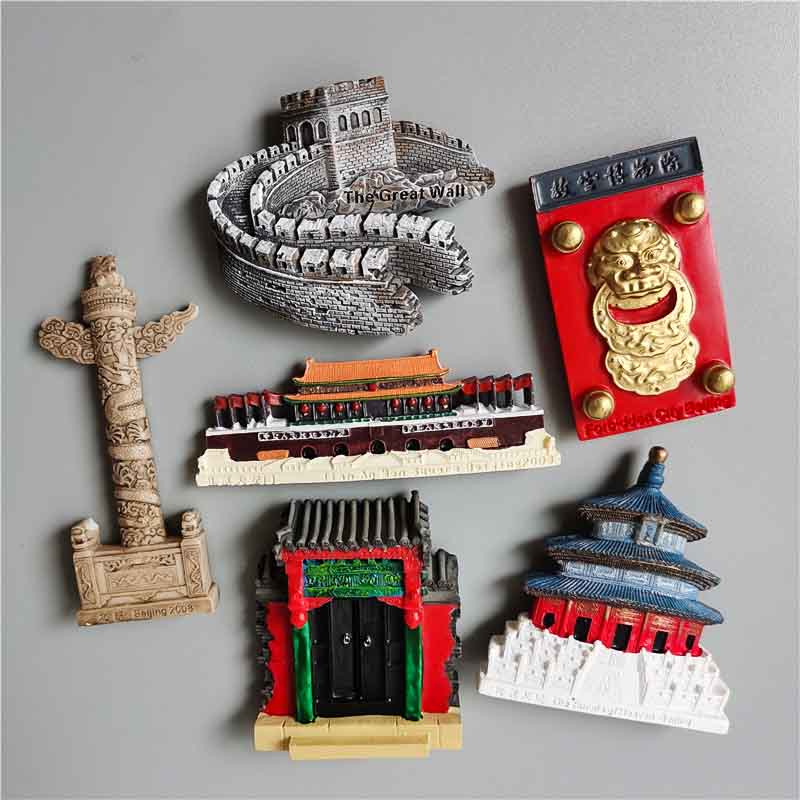 Great Wall with Chinese Characteristics Beijing Tiananmen Square Tourist Souvenir Resin 3D Resin Tourist Refrigerator Magnet