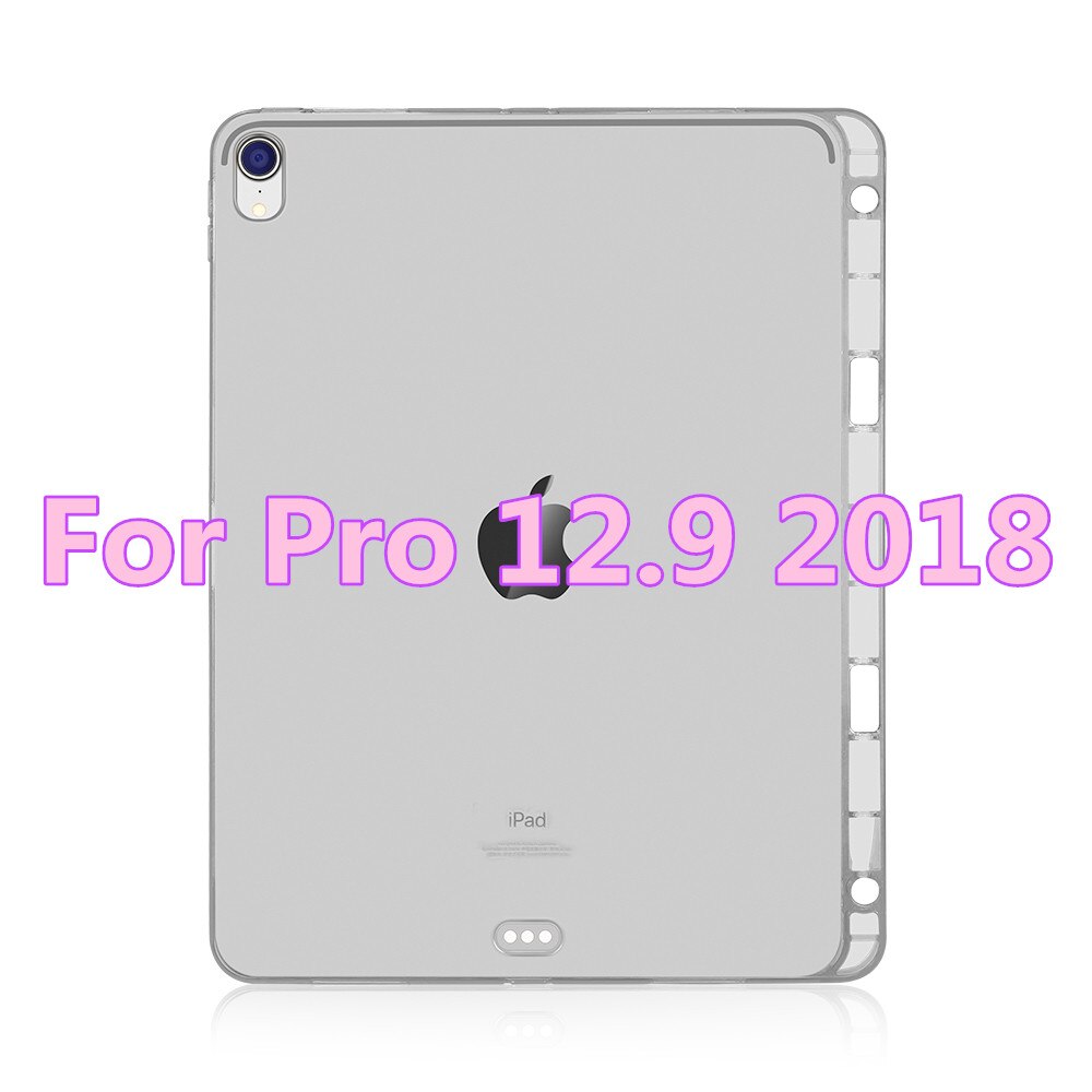DOWSWIN Case For iPad Pro 12.9 Soft TPU Back Cover For iPad Pro 11 Case With Pencil Holder Case For iPad Pro 12.9: white 12.9 2018