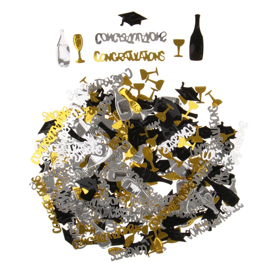 Metallisk grattis champagne glas bord konfetti skola grad part dekor
