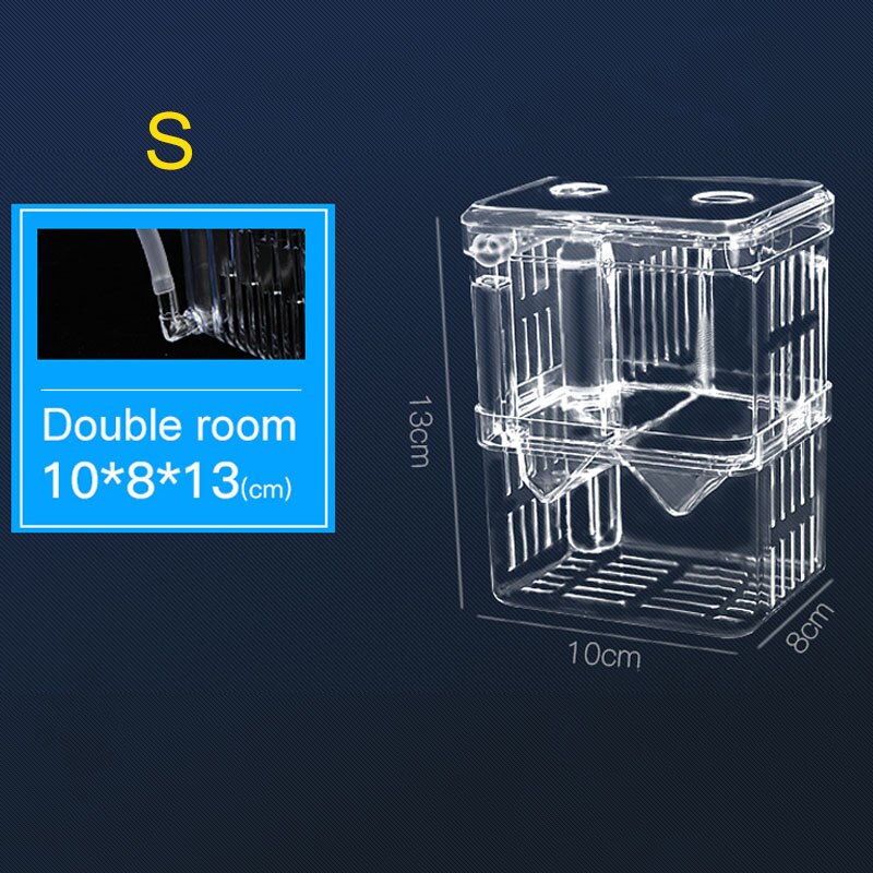 Acrylic Aquarium Breeder Box Breeding Incubator Small Fish Hatchery for Shrimp Clownfish Aggressive Fish Injured Fish: S double room