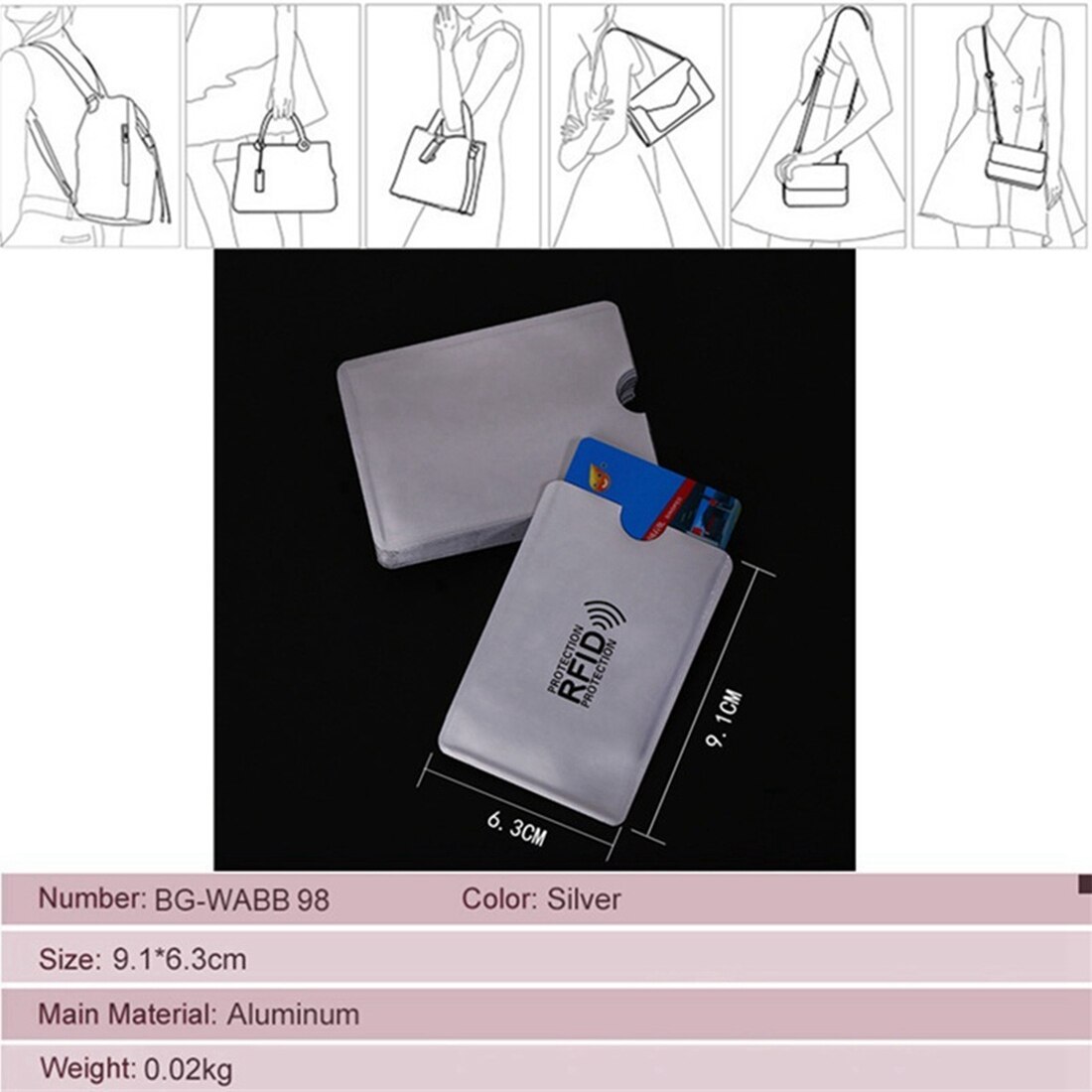 10pcs aluminum foil anti-degaussing card cover RFID shielding bag NFC credit card anti-theft brush ID card protector