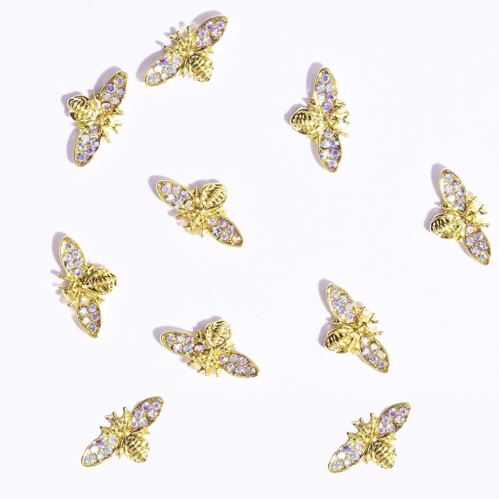 Insekt metal nail art charm 3d legeret bi/edderkop/møl krystal rhinsten smykker dekoration perle perle manicure tilbehør