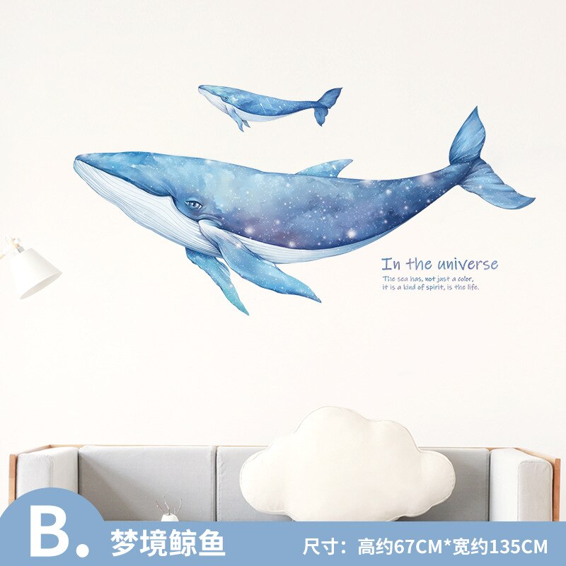 Marine baleine corail autocollant Mural bricolage monde de la mer pour bébé enfants chambre chambre décor papier peint maison pépinière murale décalcomanie: B
