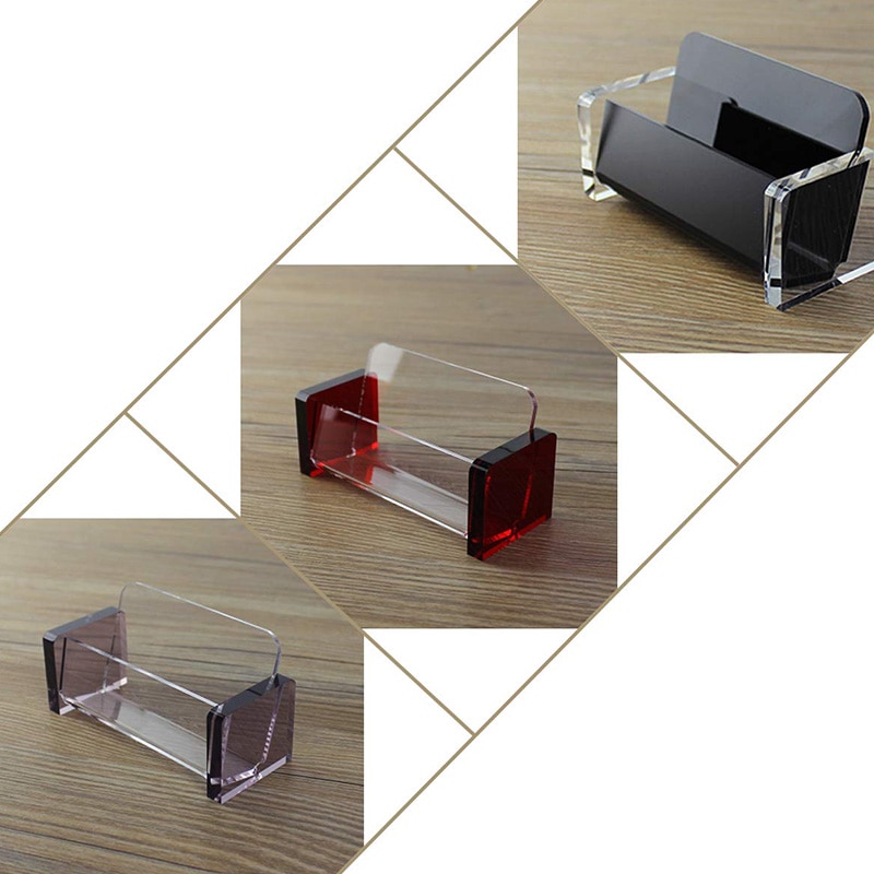 Acrylic Desktop Business Card Holder Display for Desk Business Card Stand for Office Black