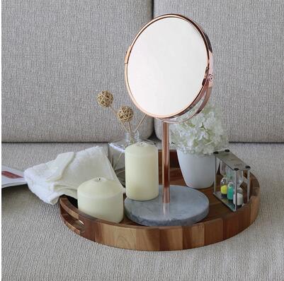 A1 Marble tabletop mirror double-sided vanity mirror wedding princess mirror Desktop beauty salon mirror rose gold PF101502: D