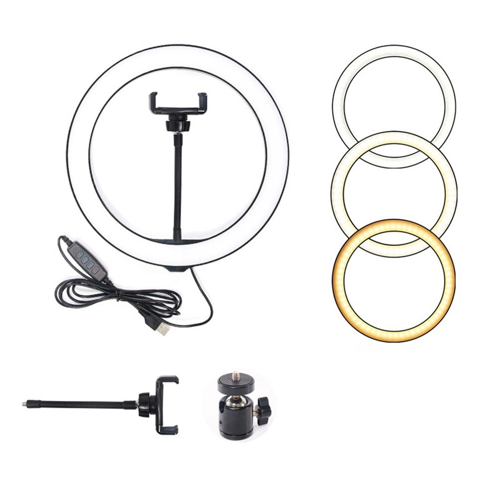 10 Inch Platte Ring Licht Selfie Schoonheid Fotografie Mobiele Telefoon Live Licht Drie Kleurtemperatuur Led Licht Invullen