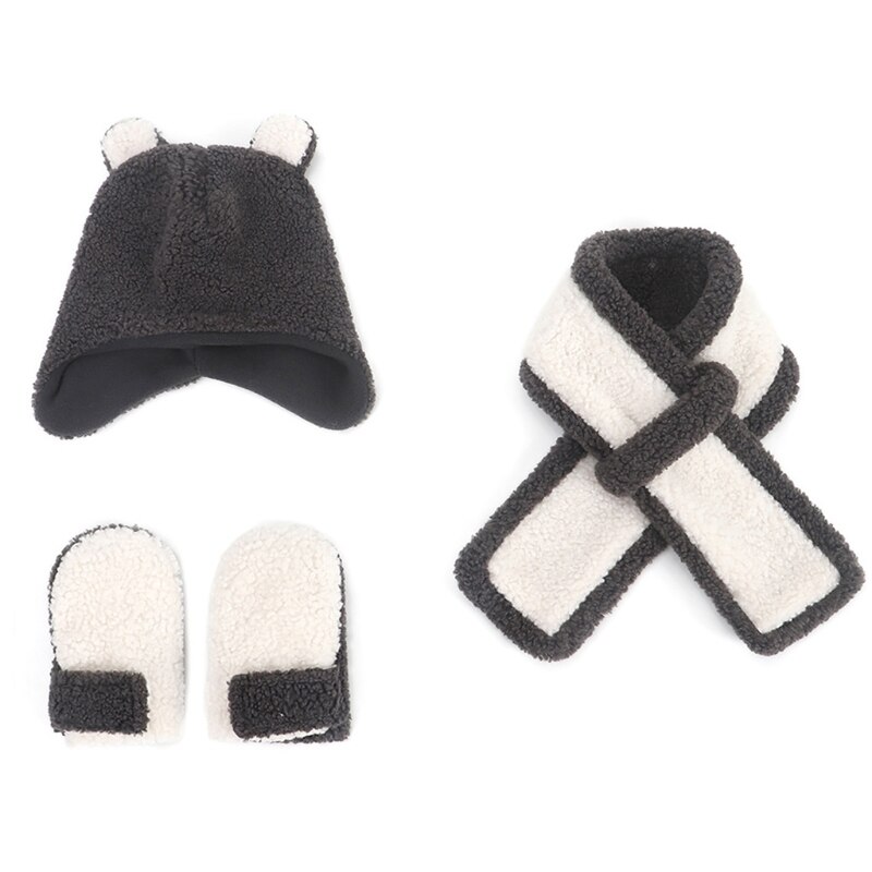 Drie Stuk Hoeden Sjaal Handschoenen Set Kinderen Hoed Winter Warm Gebreide Muts Herfst Winter Gilr En Jongen Mode Sets