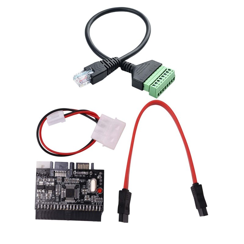 2 In 1 Ide Naar Sata/Sata Naar Ide Adapter Converter & Schroef Terminal Connector Kabel RJ45 Male Naar 8 Pin Verlengkabel: Default Title