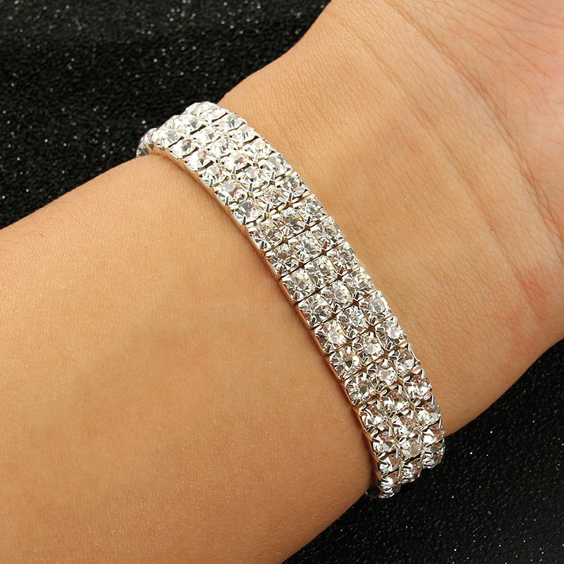 Bracelets et Bracelets en strass couleur argent multi-styles, Bracelet de mariée de mariage, extensible, bijoux pour femmes: Couleur or jaune pâle