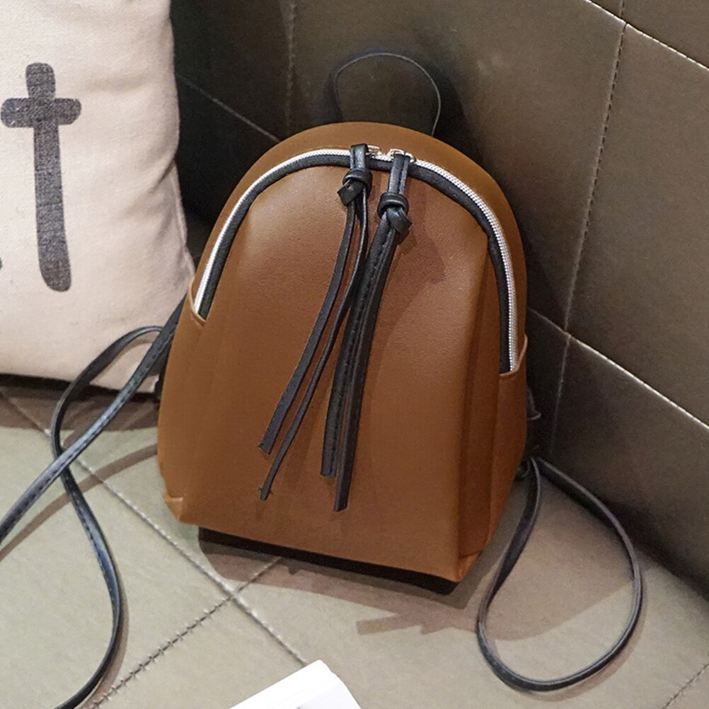 Mini PU Leather Backpack Women's Small Shoulder Bag with Tassel Zipper female leather School bagpack bag for teenage grils