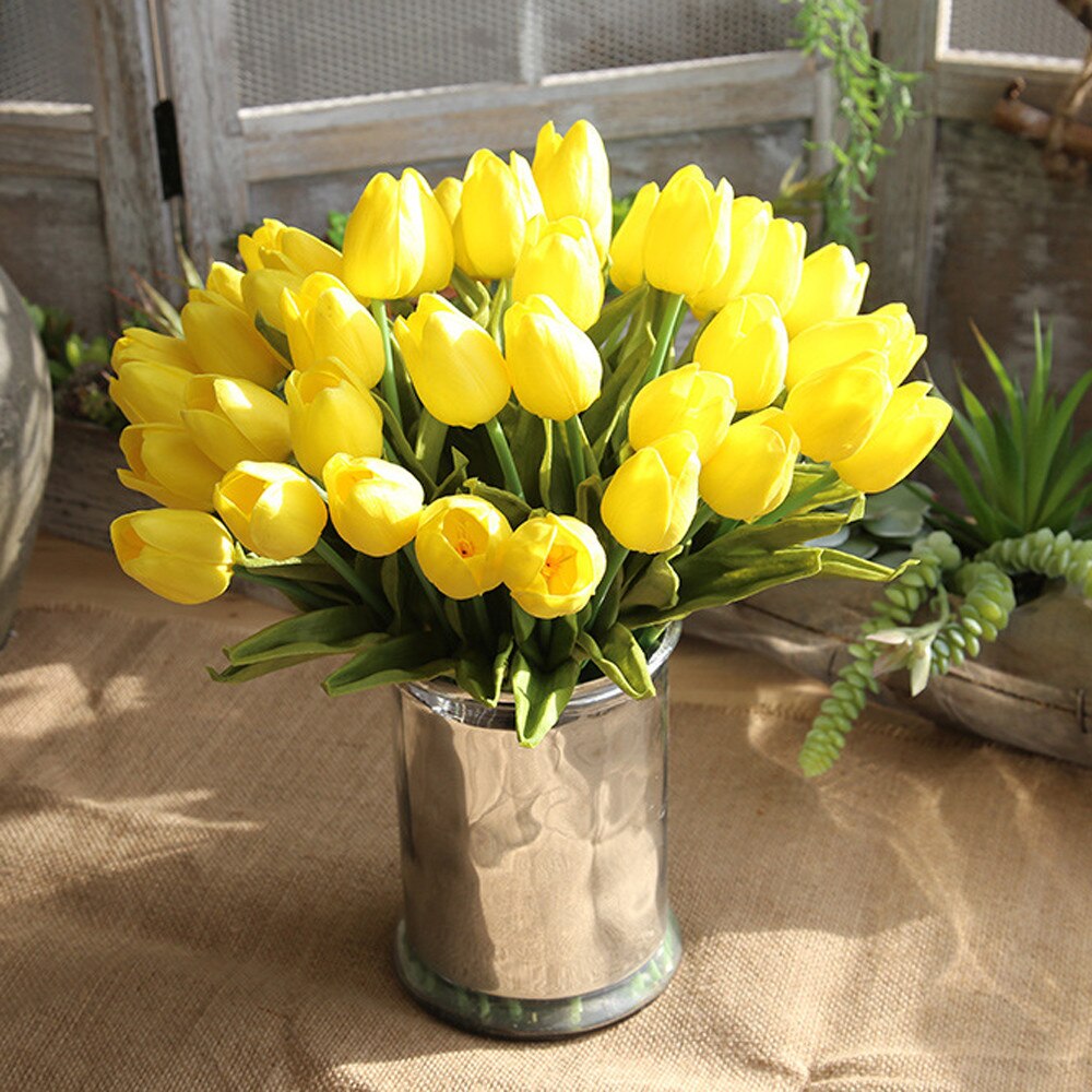 Kunstmatige Nep Bloemen Tulp Boeket Bloemen Bruidsboeket Party Home Decor Gn: Yellow