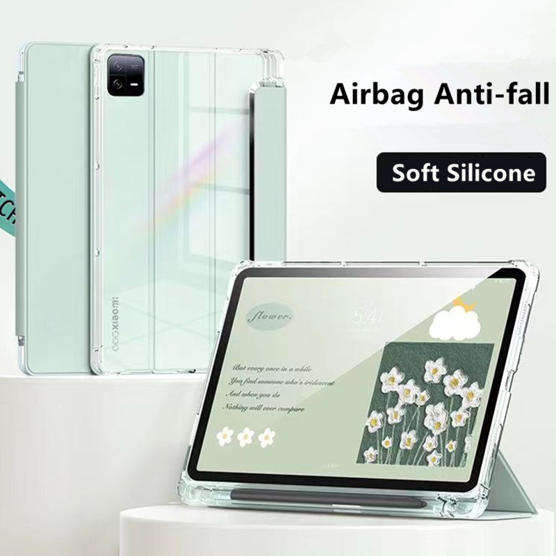 Étui Transparent pour tablette avec porte-crayon, pour Xiaomi Mi Pad 5 6 7 11.2 Max 6S Pro 12.4 Redmi Pad SE 8.7 11 10.61 pouces, coque arrière souple