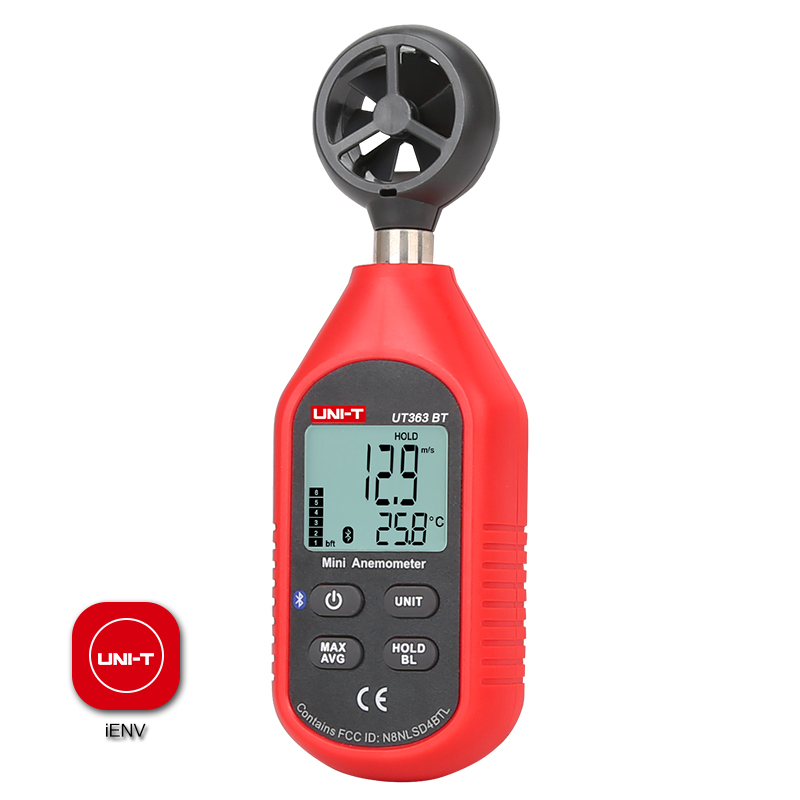 Anemómetro Bluetooth UNI-T Mini Digital, probador de temperatura, viento máximo medido 0,1 m/S, velocidad de arranque 30 m/S