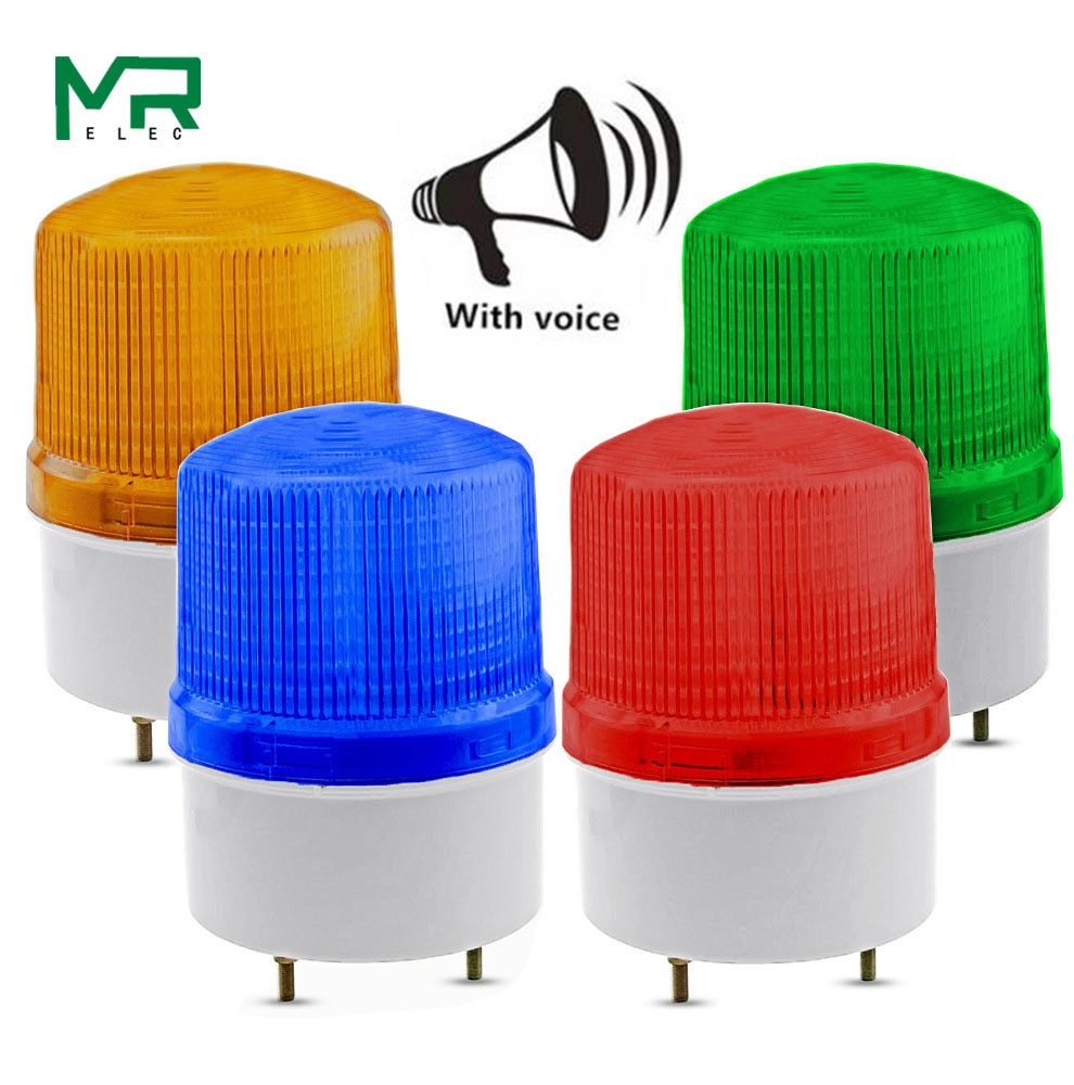 With voice LED Alarm Lamp light siren yellow blue red green LED warning light 12V 24V 110V 220V