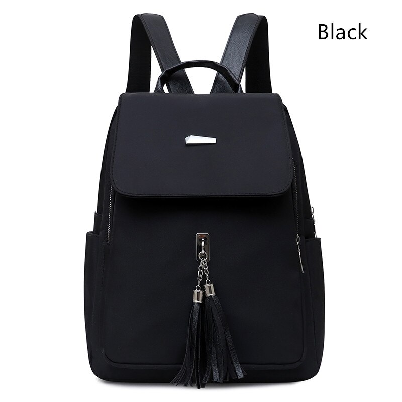 Neue Fransen Damen Rucksack Oxford Wasserdichte Damen Lässig Reise Rucksäcke Damen Schulter Taschen Rucksack: Schwarz