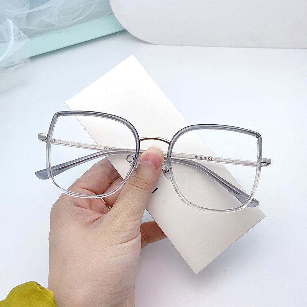 Gafas ópticas metálicas con forma de mariposa para chica joven, lentes de lente graduada sin marco, estilo novedoso, JD1009: gray-C6