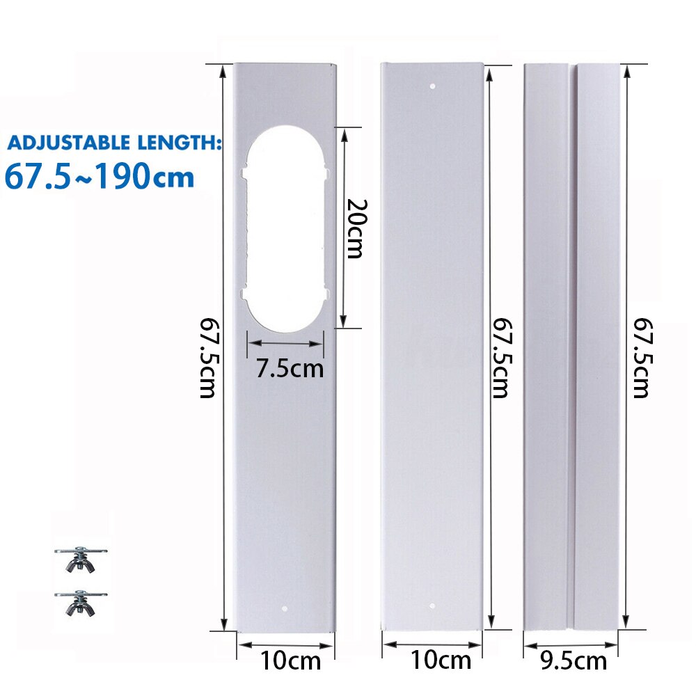 Senaste justerbara luftkonditioneringsfönster kit glidplatta vindskydd avgasrör fönster adapter anslutning tillbehör: 3 st -190cm