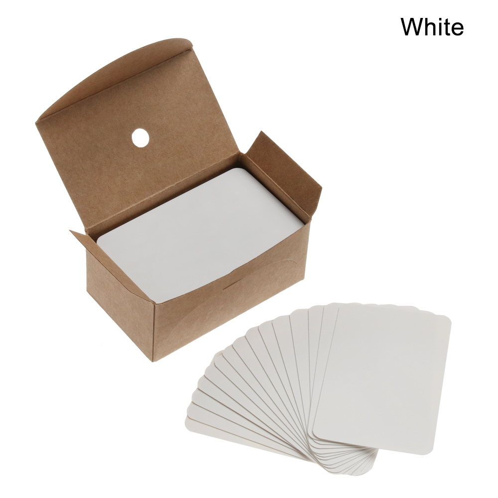 100 stk tomme ordkort i boks besked note kraft papir læringsnoter visitkort kontor skoleartikler: Hvid