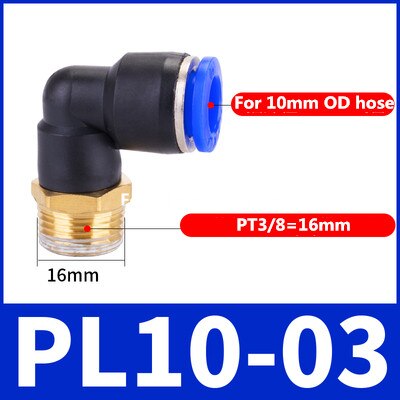 Pl fiting pneumatic cot 1/4 3/8 1/2 1/8 bsp filet tat conector rapid de aer l forma împingere furtun  od 6mm 8mm 10mm 12mm: 10-03