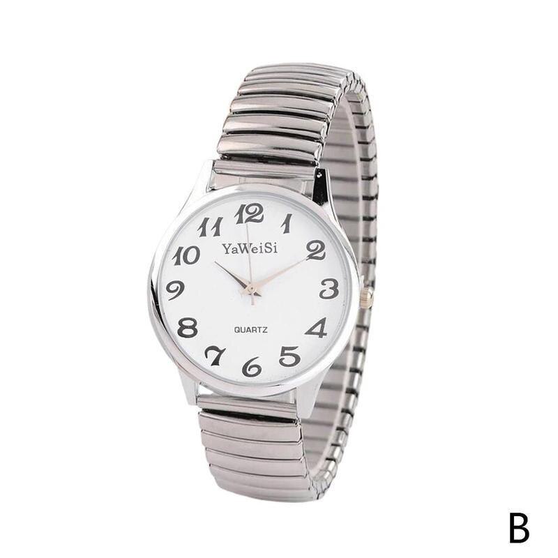 Luksus guld sølv elastisk rem kvarts ure til kvinder mænd afslappet enkle par armbåndsure ur: Kvinder 1