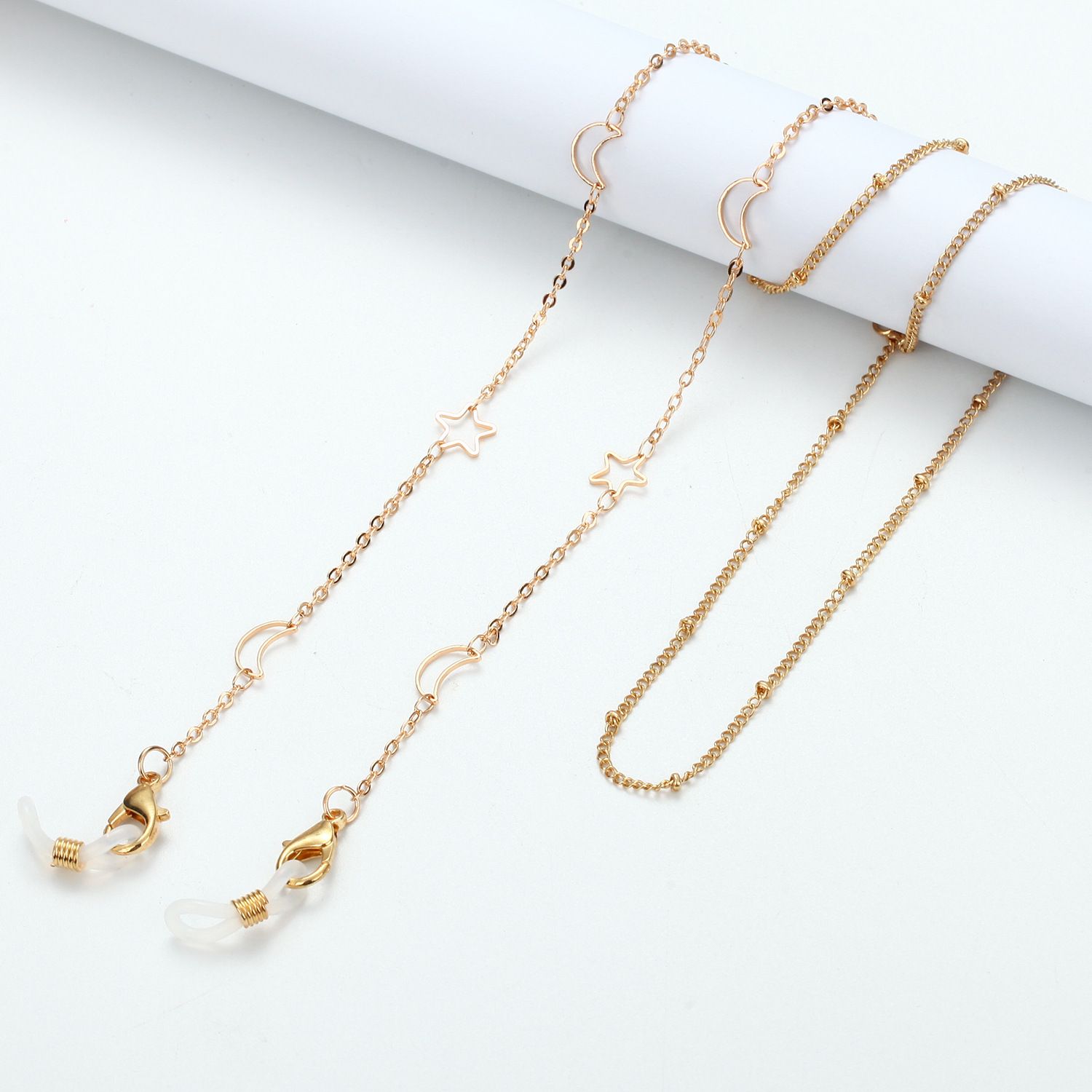 Gold Metal Glasses Chain Bohemian Hanging Sunglasses Chain Rose Flower Pearls Eyeglass Cord Holder Eyewear Rope Jewelry: 03