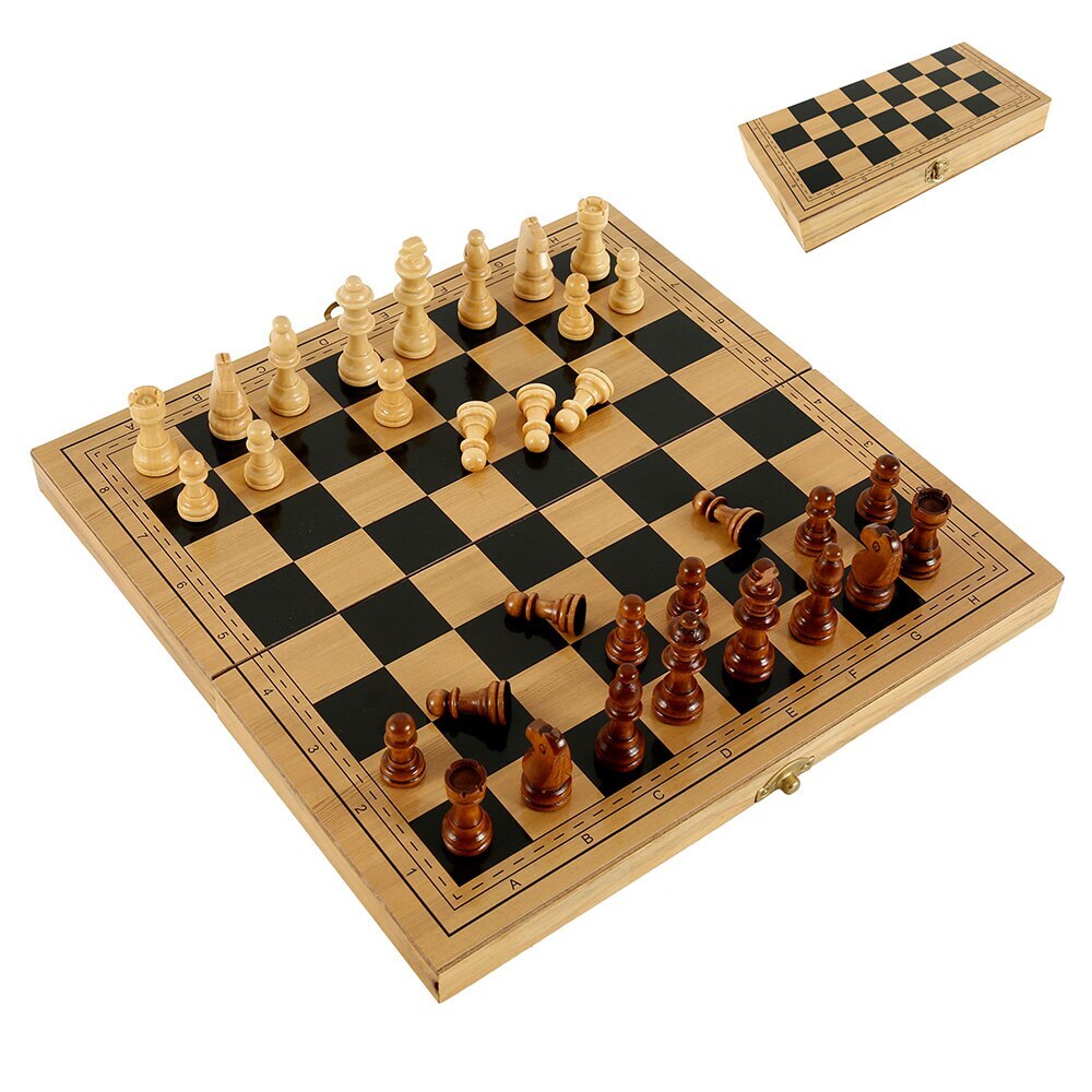 Folding Chess Set Wooden Board Backgammon Checkers... – Vicedeal