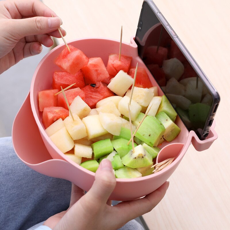 Panier de rangement d'aliments, légumes et fruits, panier de lavage avec support pour le téléphone