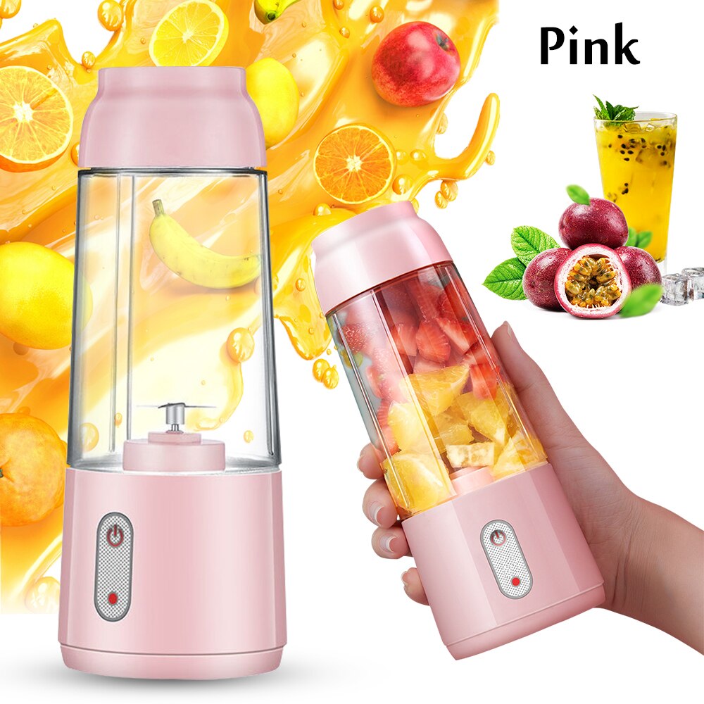 Portable Mini Electric Fruit Juicer Mini Smoothie Maker Blenders Mixer Rechargeable Juicer Bottle Cup For Home Office Outdoor: Pink