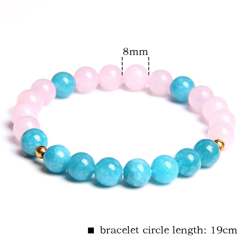 Pink Crystal Bracelet Natural Stone Beads Bracelets For Women Girl Rose Quartzs Stone Bracelets jewelry Femme Female Meditation: 5 Blue white jade / 23cm