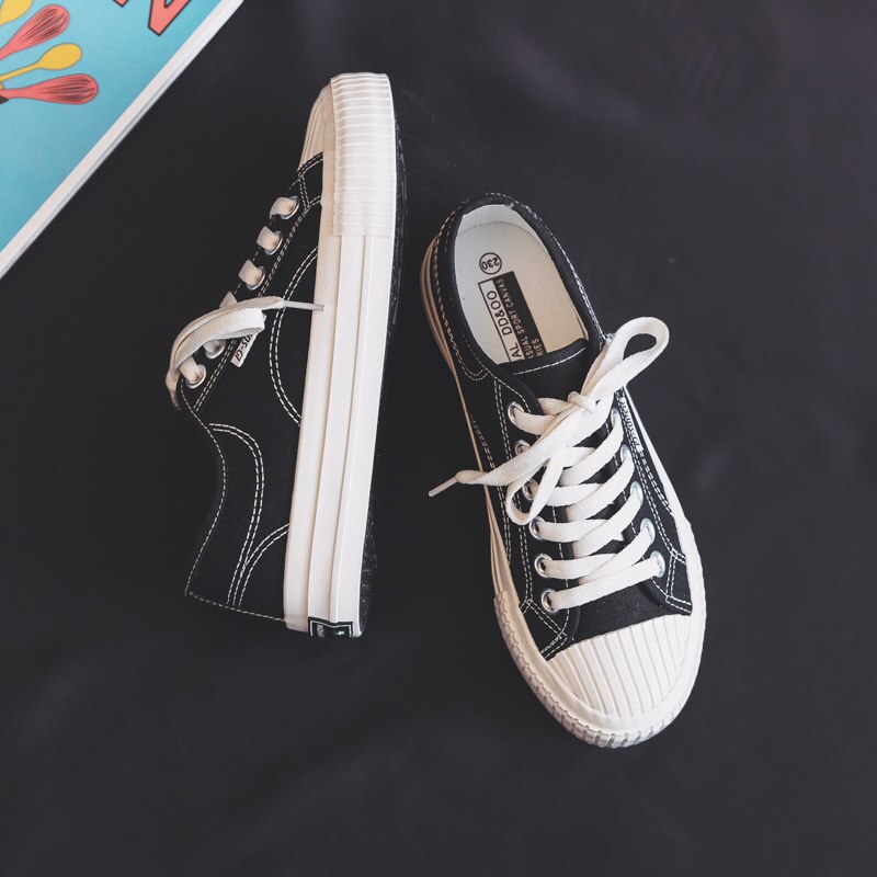 Skal vita skor dam höst all-match koreanska sneakers student casual canvas skor