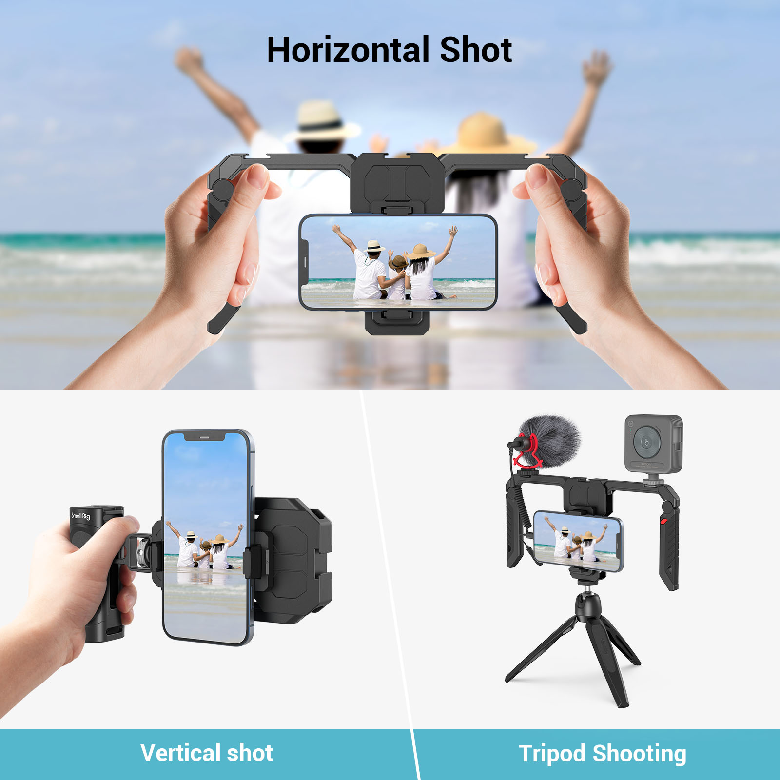 SmallRig SmartPhone Cage With Foldable Handles Wireless Control Compact Portable for Iphone 13 video Shooting Videography 3111