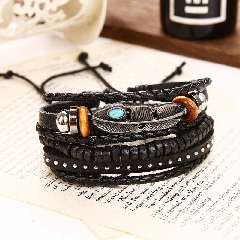 Daxi herr armband för herr berlocker armband pärlband armband tillbehör flätat läder armband herr smycken: Ifs 00729