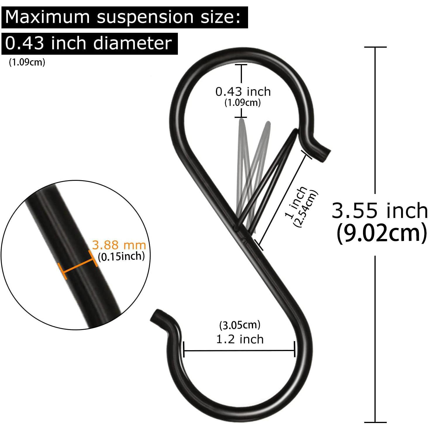 TANGDIAABBCC Qcore 20 Pack S Shaped Hanging Hooks for Pans Pots