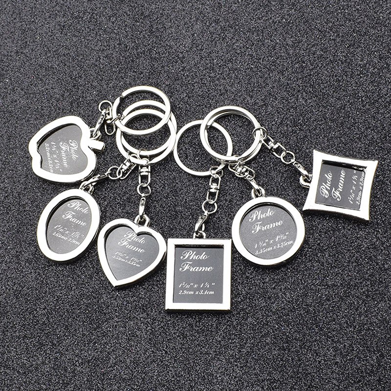 Photo Keychain Mini Metal Alloy Photo Frame Keychain Clear Picture Insert Blank Keyrings Christmas Tree Decor Photo Frame
