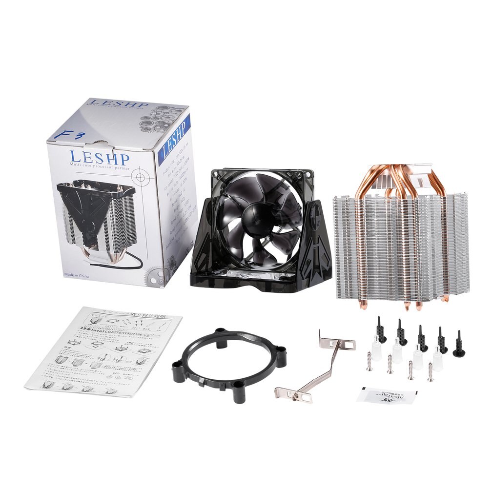 LESHP CPU Cooler - Ultra Stil 20dB(A) - 90mm Ventilator - Vier Pure Koperen Heatpipes - Lange Levensduur Compact: Default Title