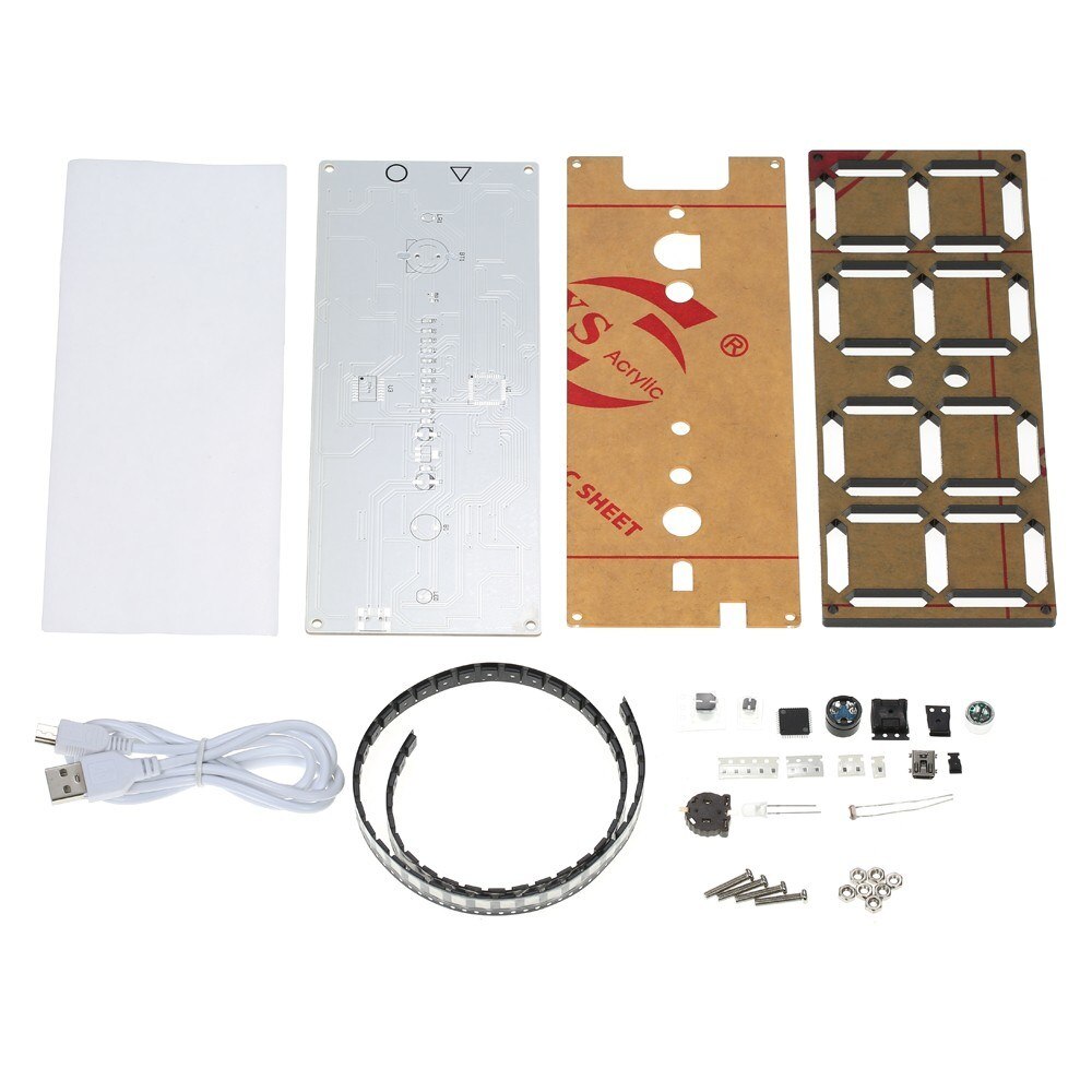 DS3231 DIY 4-digit Digital LED Uhr Kit mit Regenbogen Farben und Transparente Fall