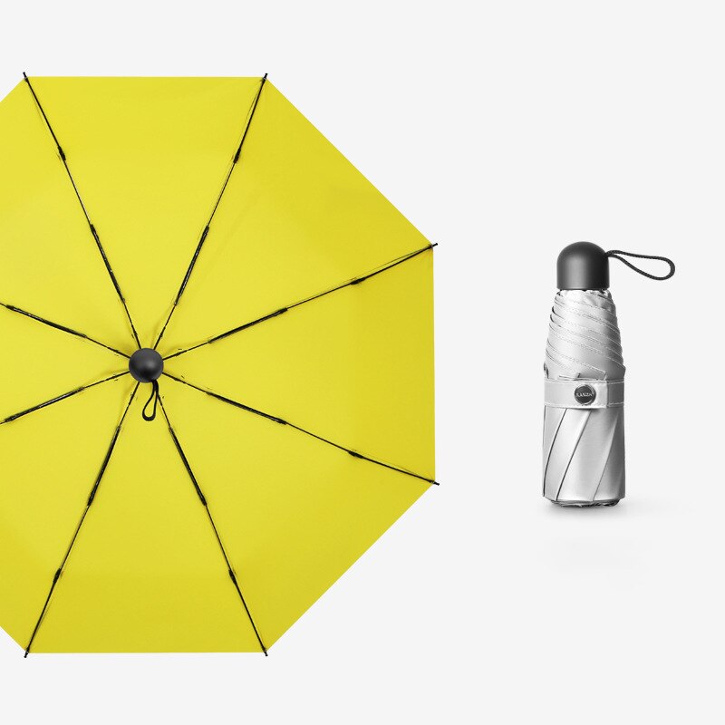 Colorful Mini Sun Umbrella Titanium Silver Coating UV Parasol Umbrellas Rain Women 8k Windproof Ultralight Small Clear Umbrella: Yellow