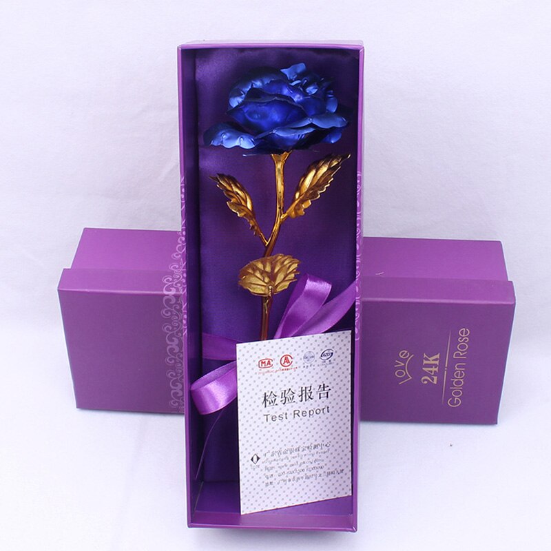 Rose Emulated Flower 24K Gold Foil Rose Valentine's Day Single Gold-plated Rose Bouquet Box Gold Foil Flower