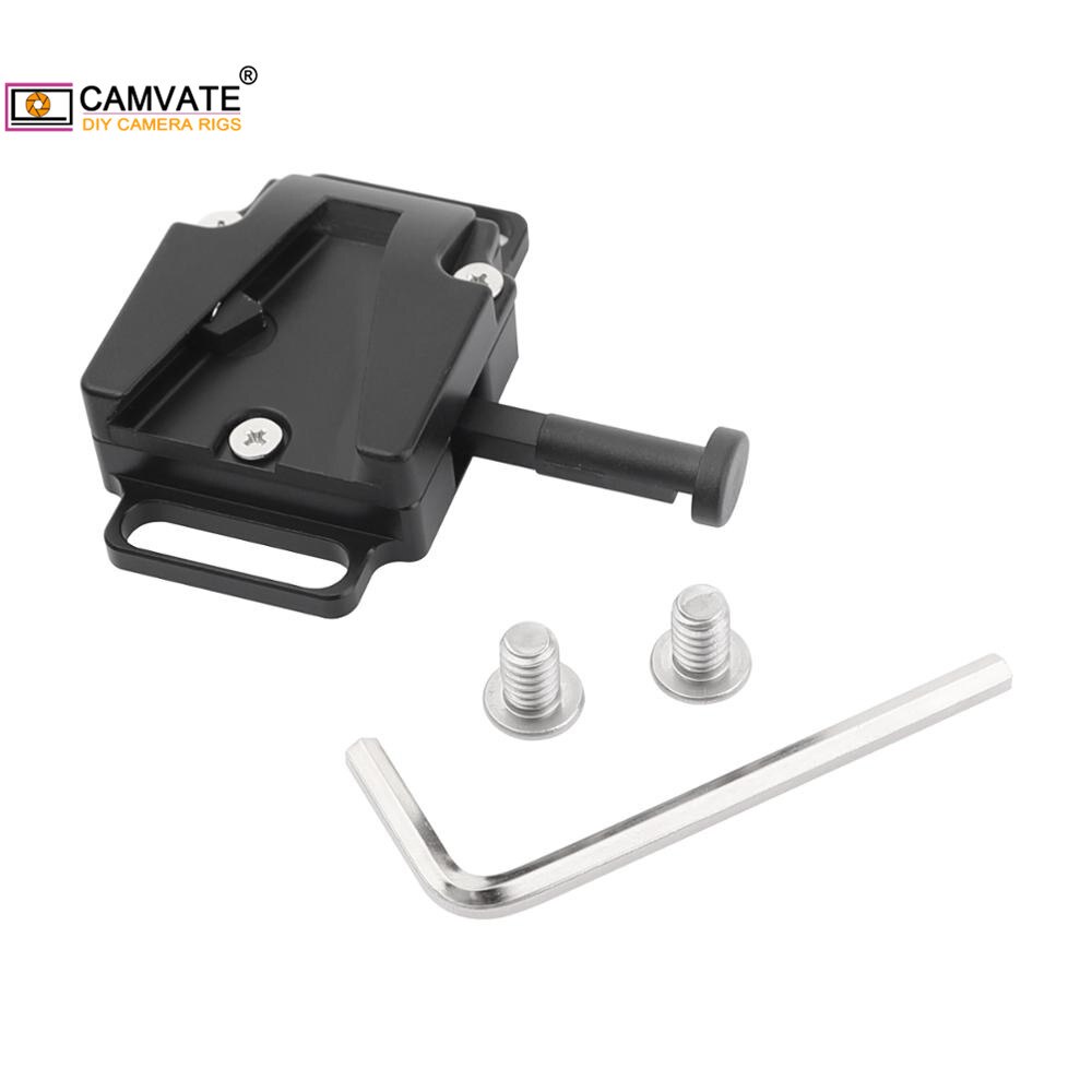 Camvate universal v-lock feminino adaptador de liberação rápida com 2pcs 1/4 "pontos de montagem e ranhuras para montagem da bateria da câmera dslr