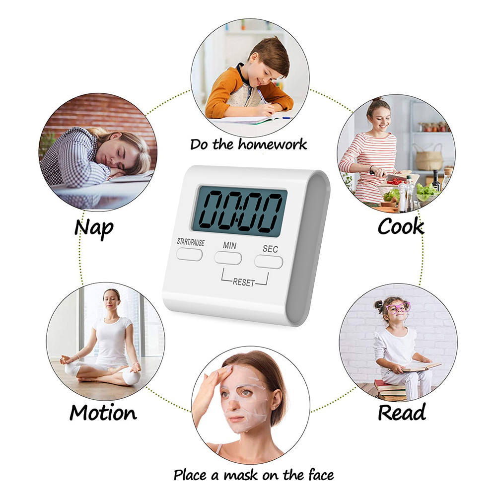 Digital Kitchen Timer with Stand Countdown Alarm Mini LCD Big Digits Loud Alarm for Cooking Baking Sports Games