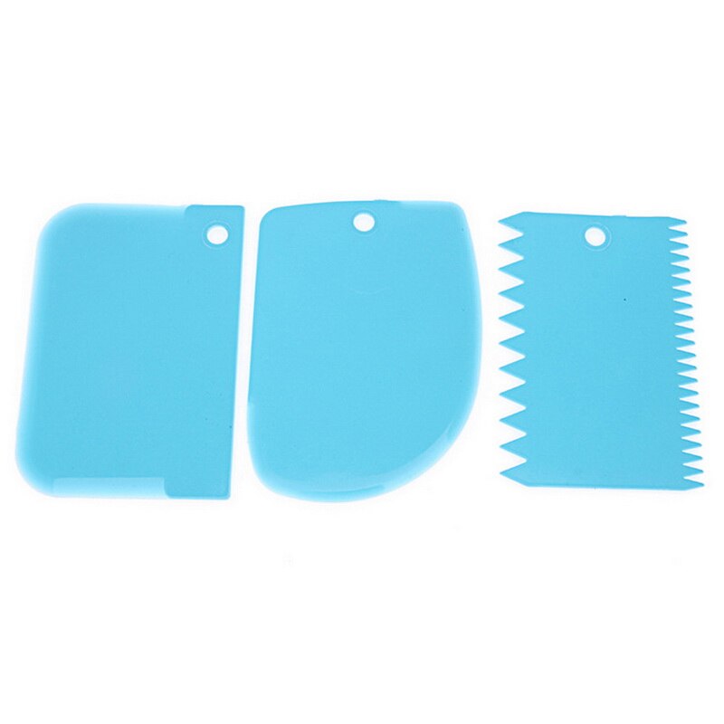 3 Stks/set Cake Schraper Fondant Schraper Cake Decorating Vlakte Cake Schraper Cake Icing Schraper Cake Soepeler Voor Fondant Bakken: blue