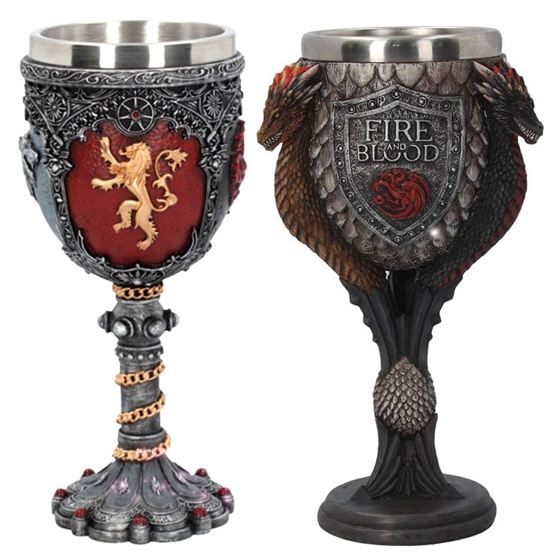 Wein Glas Becher Stark Feuer Und Blut Edelstahl Harz 3D Cocktail Whiskey Gläser Tasse Getränk Bar