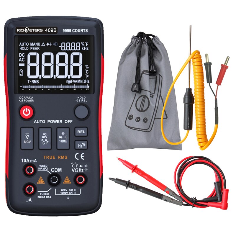 RM409B/RM408B Digital Multimeter Transistor Testers Capacitor True-RMS Tester Automotive Electrical Capacitance Meter Temp Diode: RM409B
