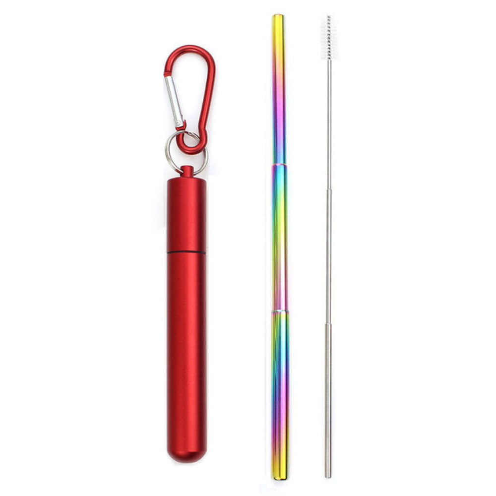 Paille télescopique en acier inoxydable, pliable et réutilisable, Portable, avec étui et brosse pour voyage en plein air: 8