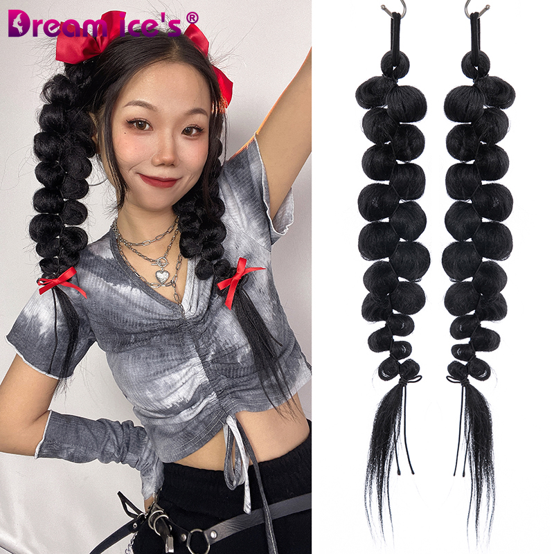 Coda di cavallo sintetica a onde profonde passione tre estensioni dei capelli intrecciate coda di cavallo coda di cavallo Hairpieces Spice Girls Cosplay Dream ice: WB-004