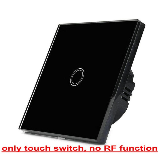 EU/UK Standard Bonda Wall Switch, Light Touch Switch 2 Gang 1 Way AC110V-240V Wall Touch Switch: Black 1 open