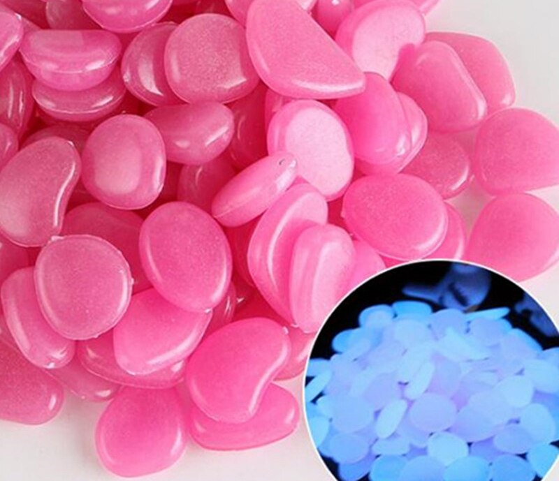 100pcs Luminous Stone Fluorescent Gravel Pebbles Aquarium Fish Tank Garden Decoration in the Dark Glowing Stones: 100pcs Purple